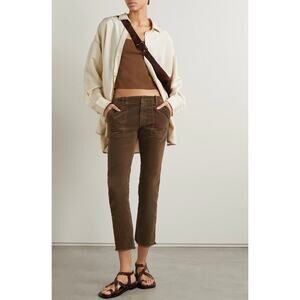 Nili Lotan Jenna Brown Corduroy Cropped Cotton Slim Leg Pants Size 6